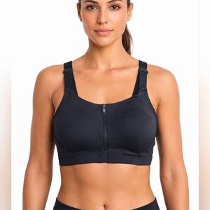 All In Motion Black Sculpt Sports Bra Front Zip Wireless ightly Padded Size 36B